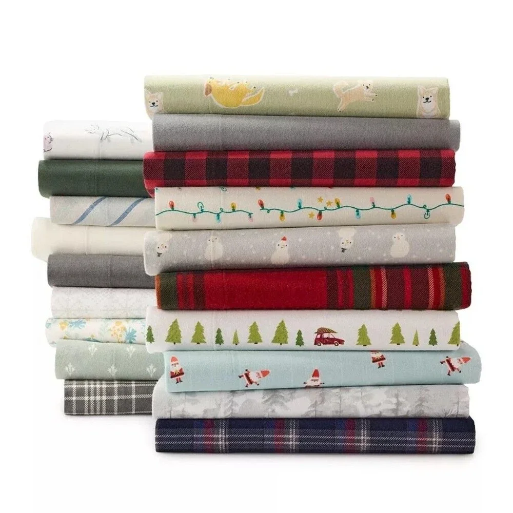 Cuddl Duds Heavyweight Brushed Cotton FULL Flannel Sheet Set Deep Fit Charcoal
